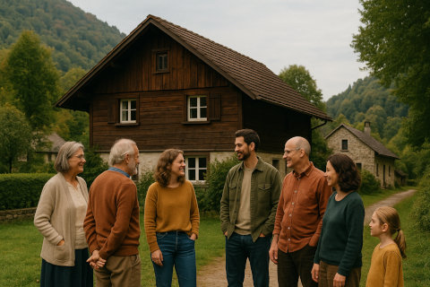 Gruppe von Erwachsenen in der Natur